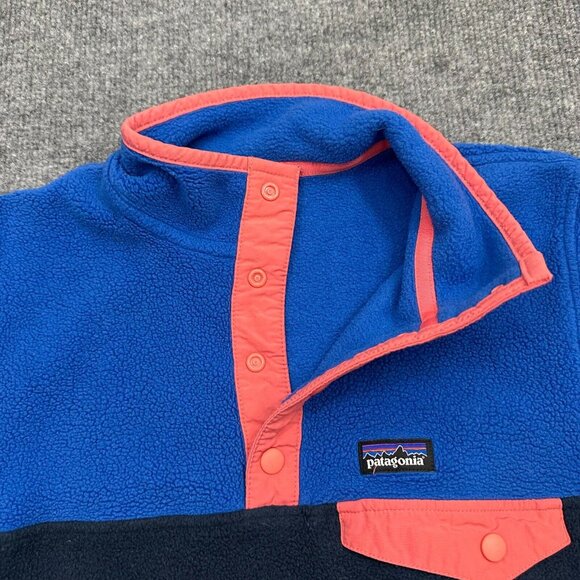 Patagonia Synchilla Jacket Girls L 12 Fleece Snap T Sweater Pullover Logo 65546 - Picture 3 of 12